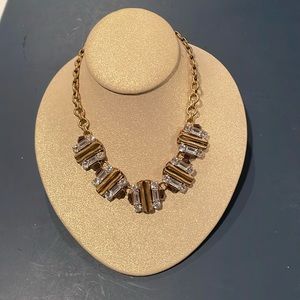 Gold modern metal design with stones statement necklace